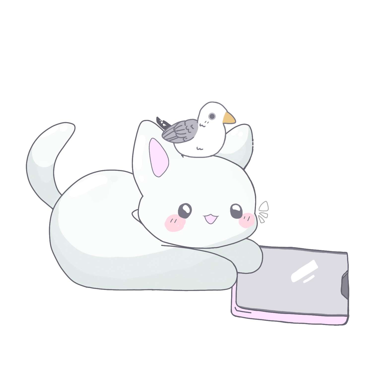 Contact Me Illustration cat on mobile phone