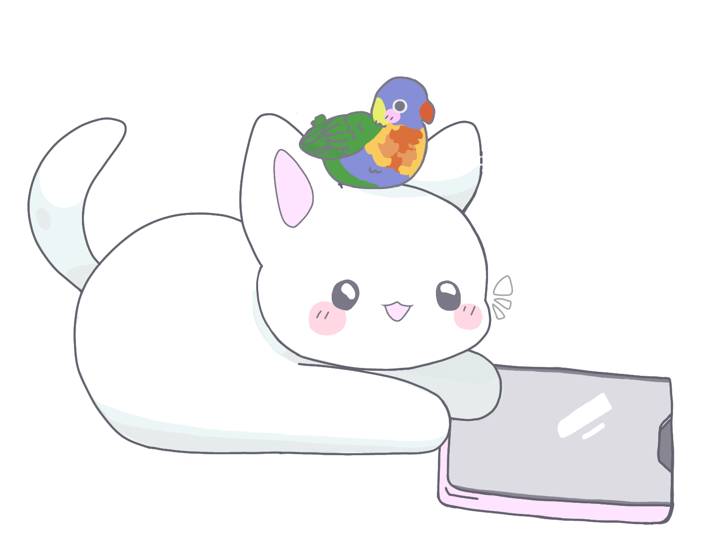 Contact Me Illustration cat on mobile phone